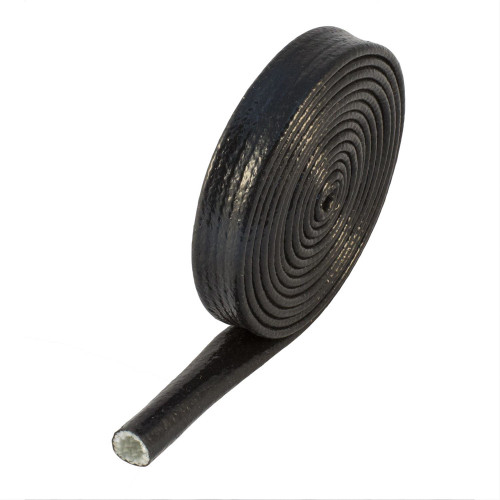 Hose and Wire Sleeve - Fire Shield Sleeve - 3/4 in ID - 3 ft Roll - 500 Degrees - Fiberglass / Silicone - Black - Each