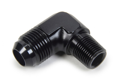 Fitting - Adapter - 90 Degree - 3 AN Male to 3/8 in NPT Male - Aluminum - Black Anodized - Each