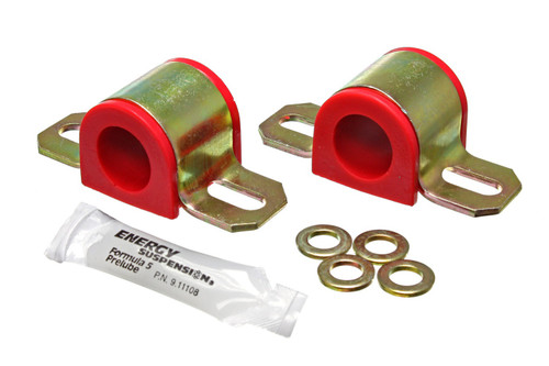Sway Bar Bushing - Hyper-Flex - Non-Greasable - 1 in Bar - Bracket - Polyurethane / Steel - Red / Cadmium - Universal - Pair