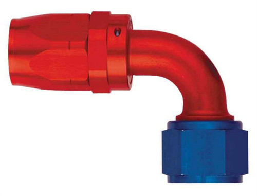 Fitting - Hose End - AQP/Startlite - 90 Degree - 10 AN Hose to 10 AN Female Swivel - Aluminum - Blue / Red Anodized - Each