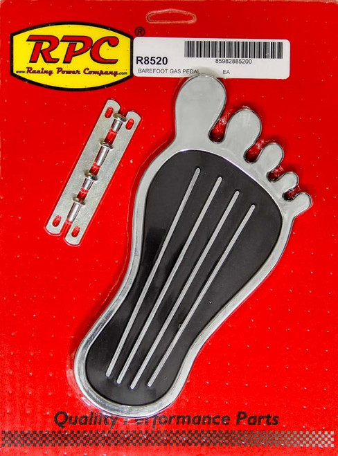 Pedal Pad - Gas - Barefoot - Steel - Chrome - Each