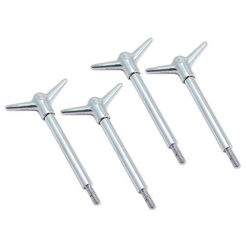 Valve Cover Fastener - Stud - 1/4-20 in Thread - 0.875 in Long - 3-1/4 in Tall Y-Bar Wing Nuts - Steel - Chrome - Set of 4