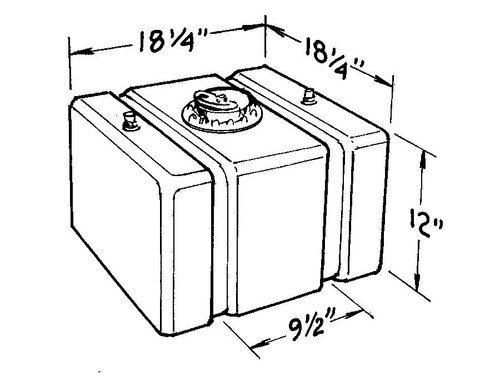 Fuel Cell - Circle Track - 16 gal - 18-1/2 in Wide x 18-1/2 in Deep x 12 in Tall - 8 AN Outlet / Vent - Foam - Plastic - Black - Each