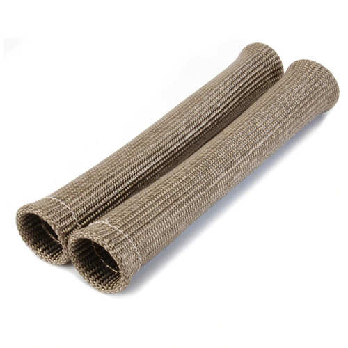 Spark Plug Boot Sleeve - Protect-A-Boot XL - 8 in Long - Braided Fiberglass - Titanium - Pair