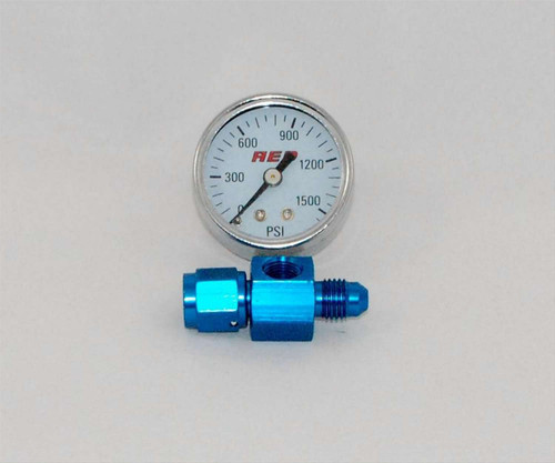 Nitrous Pressure Gauge - 0-1500 psi - Mechanical - Analog - Full Sweep - 1-1/2 in Diameter - 1/8 in NPT Port - 4 AN Fitting - White Face - Kit
