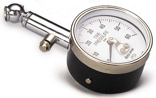 Tire Pressure Gauge - Auto Gage - 0-60 psi - Analog - 1-1/2 in Diameter - White Face - Each
