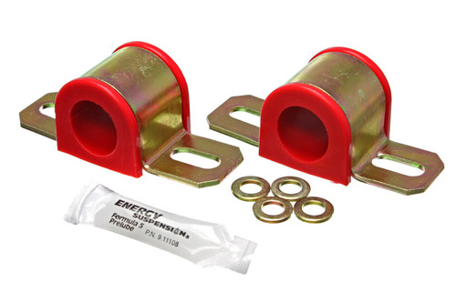 Sway Bar Bushing - Hyper-Flex - Non-Greasable - 1-1/8 in Bar - Bracket - Polyurethane / Steel - Red / Cadmium - Universal - Pair