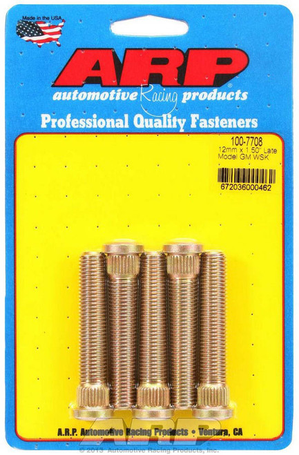 Wheel Stud - 12 mm x 1.50 Thread - 2.500 in Long - 0.509 in Knurl - Chromoly - Cadmium - Late GM F-Body - Set of 5
