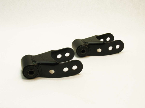 Spring Shackle - 1/2 in Lift - Rubber Bushings - Steel - Black Powder Coat - Various Applications - Pair