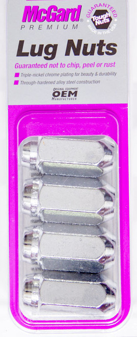 Lug Nut - Premium - 14 mm x 2.00 Right Hand Thread - 13/16 in Hex Head - Cone Seat - Closed End - Steel - Chrome - Set of 4