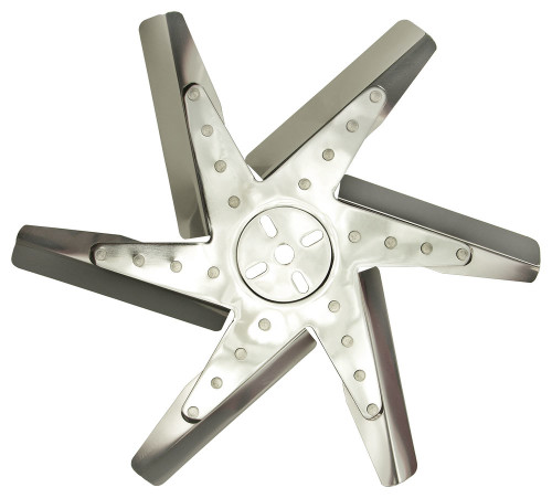 Mechanical Cooling Fan - Reverse Rotation Flex Fan - 17 in Fan - 6 Blade - 5/8 in Pilot - Universal Bolt Pattern - Steel Hub / Stainless Blades - Polished / Chrome - Each