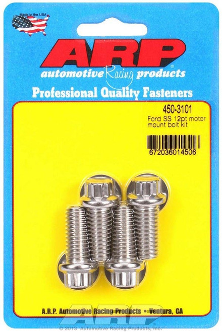 Motor Mount Bolt Kit - 12 Point Head - Stainless - Natural - Small Block Ford - Set of 4