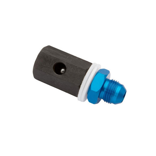 Roll Over Valve - Vent - Internal - Check Valve - 8 AN Male Inlet - Nylon Washers - Aluminum - Blue Anodized - Each
