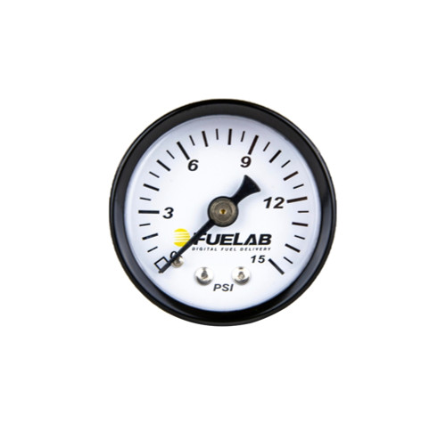 Fuel Pressure Gauge - 0-15 psi - Mechanical - Analog - Full Sweep - 1-1/2 in Diameter - White Face - Each