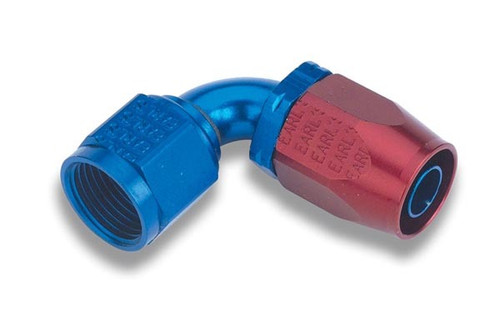 Fitting - Hose End - Auto-Fit - 90 Degree - 8 AN Hose to 8 AN Female - Aluminum - Blue / Red Anodized - Each