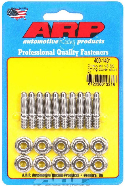 Timing Cover Stud - Hex Nuts - Stainless - Polished - Chevy V8 - Set of 10 Timing Cover Stud - Hex Nuts - Stainless - Polished - Chevy V8 - Set of 10