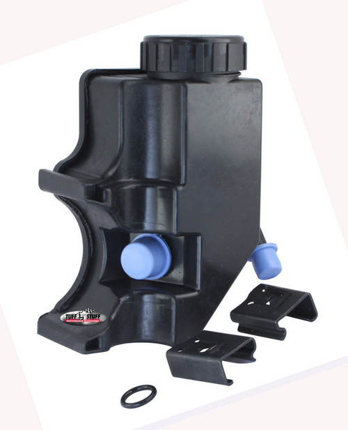 Power Steering Reservoir - Bolt-On - Plastic - Black - GM Type 2 Pump - Kit