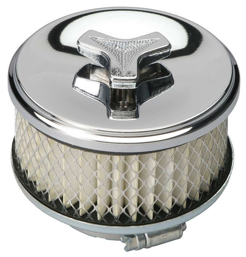 Air Cleaner Assembly - Deep Dish - 4 in Round - 2 in Tall - 2-5/8 in Carb Flange - Raised Base - Steel - Chrome - Kit