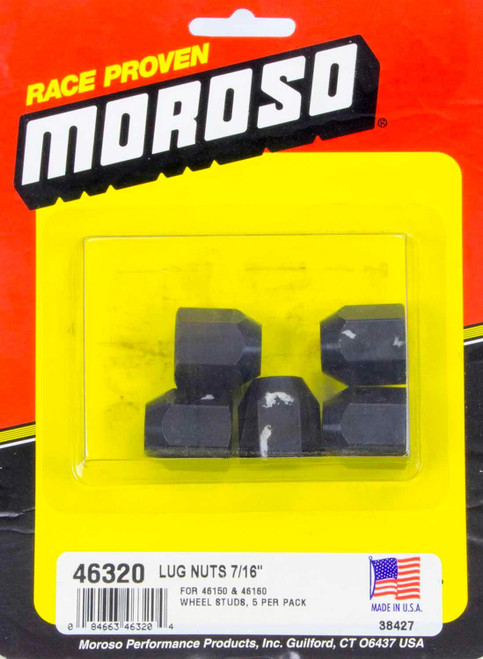 Lug Nut - 7/16-20 in Right Hand Thread - 3/4 in Hex Head - 60 Degree Seat - Open End - Steel - Black Oxide - Set of 5 Lug Nut - 7/16-20 in Right Hand Thread - 3/4 in Hex Head - 60 Degree Seat - Open End - Steel - Black Oxide - Set of 5