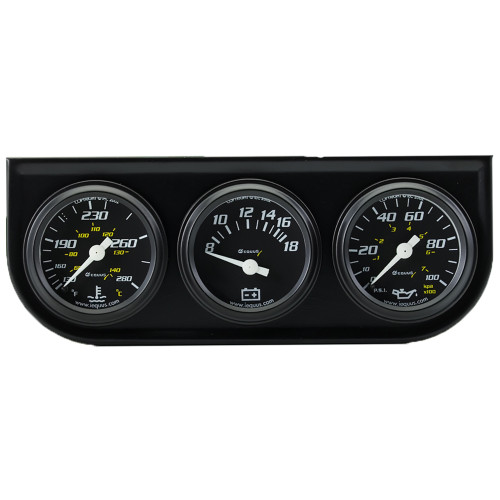 Gauge Kit - 6000 Series - Analog - Oil Pressure / Voltmeter / Water Temperature - 1-1/2 in Diameter - Black Face - Kit