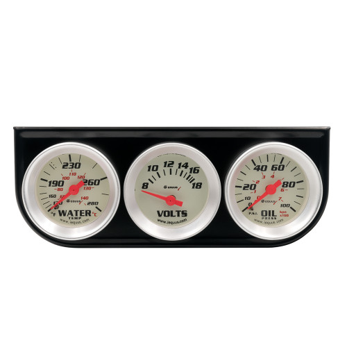 Gauge Kit - 8000 Series - Analog - Oil Pressure / Voltmeter / Water Temperature - 1-1/2 in Diameter - White Face - Kit