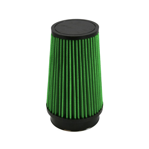 Air Filter Element - Clamp-On - Conical - 4.63 in Diameter Base - 3.5 in Diameter Top - 6.5 in Tall - 3.5 in Flange - Reusable Cotton - Green - Universal - Each