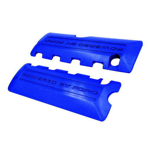 Engine Coil Cover - Powered By Ford Logo - Plastic - Blue - Ford Coyote - GT - Ford Mustang 2011-12 - Pair