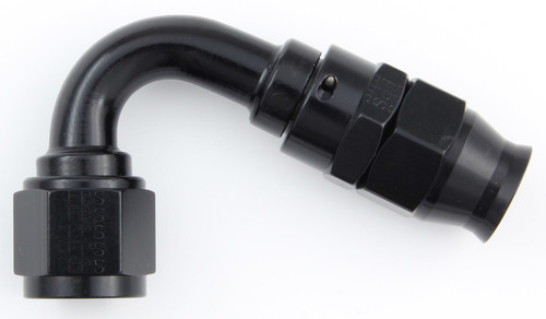 Fitting - Hose End - Real Street - PTFE Hose - 120 Degree - 10 AN Hose to 10 AN Female - Aluminum - Black Anodized - Each