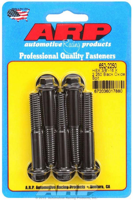 Bolt - 3/8-16 in Thread - 2.25 in Long - 3/8 in Hex Head - Chromoly - Black Oxide - Universal - Set of 5