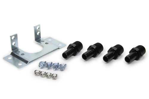 Fluid Control Thermostat Bracket - Mounting Hardware / 1/2 in NPT x 1/2 in Hose Barb Fittings Included - Steel - Zinc Oxide - Derale Standard Series Fluid Control Thermostats - Each