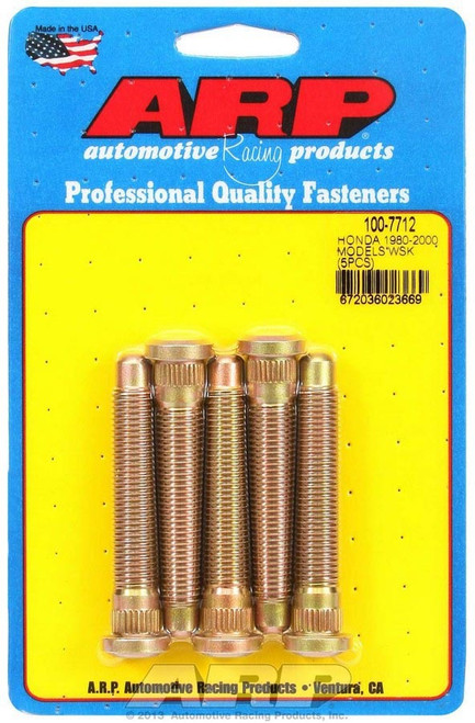 Wheel Stud - 12 mm x 1.50 Thread - 2.850 in Long - 0.485 in Knurl - Chromoly - Cadmium - Honda - Set of 5