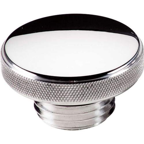Oil Fill Cap - Screw-On - Round - Knurled Grip - O-Ring Seal - Billet Aluminum - Polished - Each