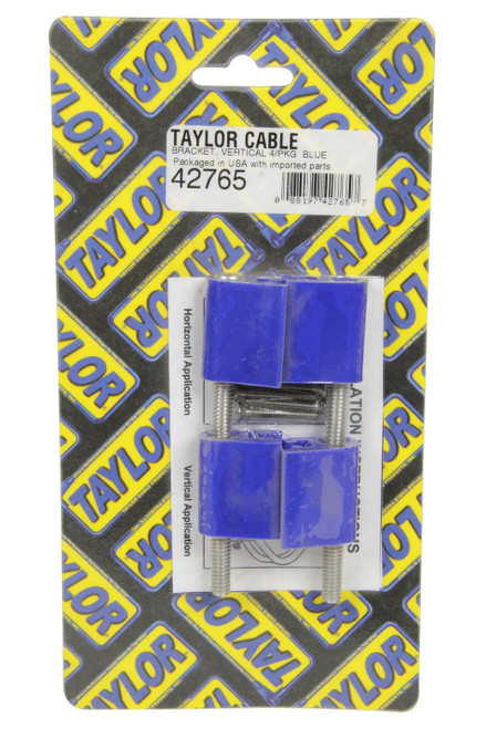 Wire Loom Bracket - Valve Cover Mount - Hardware Included - Vertical - Nylon - Blue - Mounts Clamp Style Separators - Set of 4
