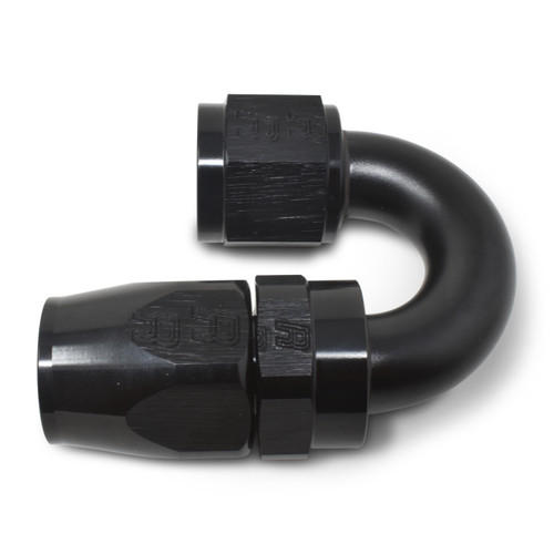 Fitting - Hose End - Full Flow - 180 Degree - Tight Radius - 6 AN Hose to 6 AN Female Swivel - Aluminum - Black Anodized - Each