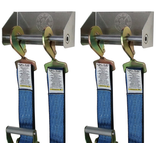 Tie Down Hanger - Wall Mount - 8 x 3.25 x 4 in - Aluminum - Natural - Pair