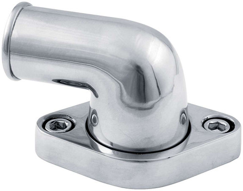 Water Neck - 90 Degree - 1-1/2 in ID Hose - Swivel - O-Ring - Hardware Included - Billet Aluminum - Polished - Chevy V8 - Each