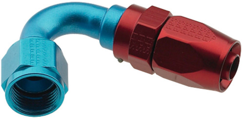 Fitting - Hose End - 2000 Series Pro-Flow - 120 Degree - 12 AN Hose to 12 AN Female - Swivel - Aluminum - Blue / Red Anodized - Each