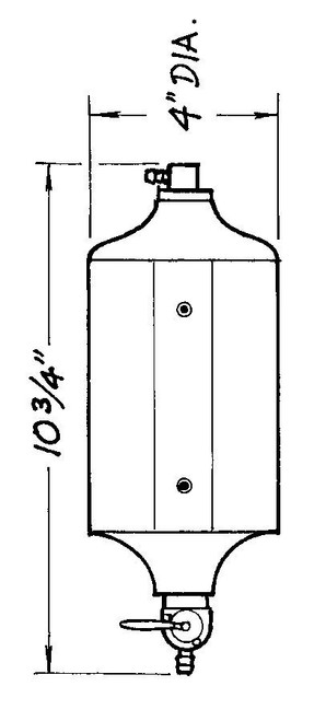 Overflow Tank - Coolant - 1 qt - 1/4 in Hose Barb Inlet - 1/4 in Hose Barb Petcock Drain - Plastic - Black - Each