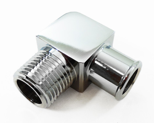 Fitting - Adapter - 90 Degree - 1/2 in NPT Male to 3/4 in Hose Barb - Aluminum - Chrome - Each