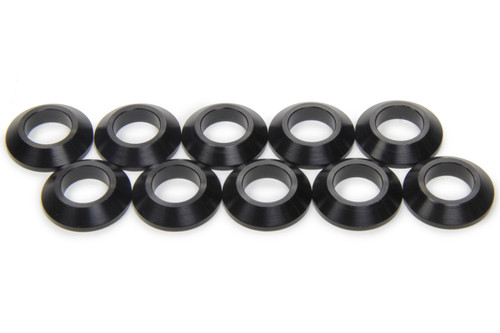Tapered Spacer - 1/2 in ID - 1-1/2 in OD - 1/4 in Thick - Aluminum - Black Anodized - Universal - Set of 10