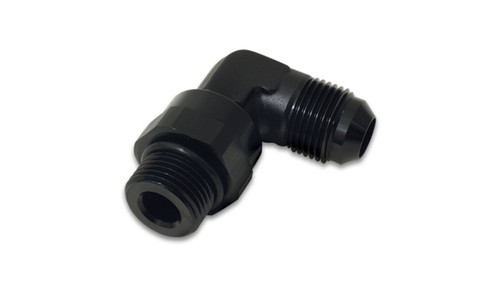 Fitting - Adapter - 90 Degree - 8 AN Male to 10 AN Male O-Ring Swivel - Aluminum - Black Anodized - Each