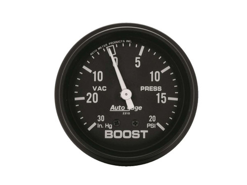 Boost / Vacuum Gauge - Auto Gage - 30 in HG-20 psi - Mechanical - Analog - 2-5/8 in Diameter - Black Face - Each