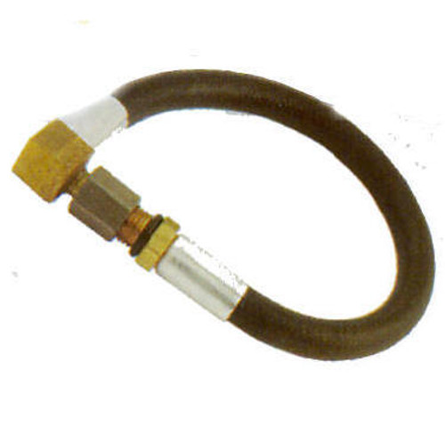 Fuel Injector Line - 19 in Long - 3 AN Hose - 3 AN 90 Degree Female to 3 AN Straight O-Ring - Brass / Rubber / Stainless - Black / Natural - Each