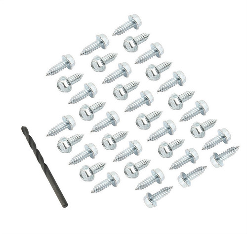Wheel Rim Screw - 1/4 x 3/4 in Long - 3/8 in Hex Head - Self Tapping - Drill Bit - Steel - Cadmium - Set of 35