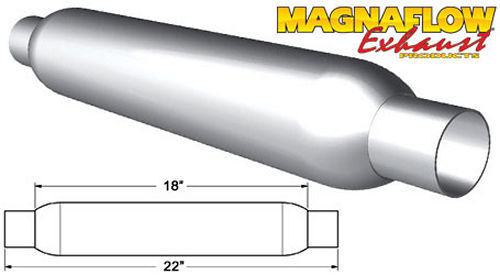 Muffler - Glass Pack - 2 in Center Inlet - 2 in Center Outlet - 3-1/2 in Diameter Body - 22 in Long - Steel - Aluminized - Universal - Each