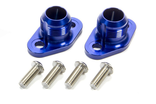 Water Pump Adapter - Standard to Remote - 16 AN Male Ports - O-Ring Seal - Aluminum - Blue Anodized - Small Block Chevy - Pair