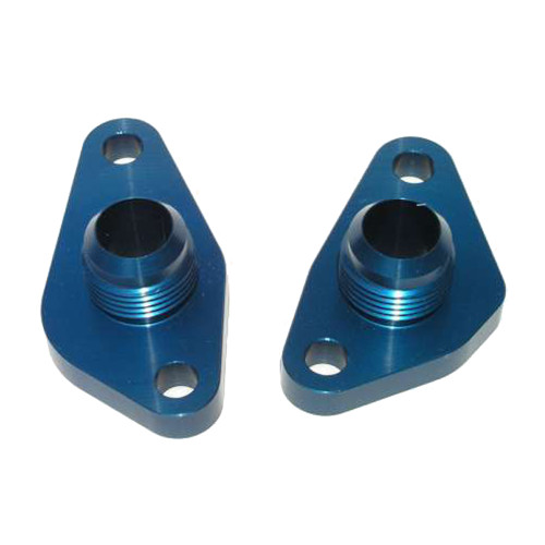 Water Pump Adapter - Standard to Remote - 12 AN Male Ports - O-Ring Seal - Aluminum - Blue Anodized - Big Block Ford - Pair