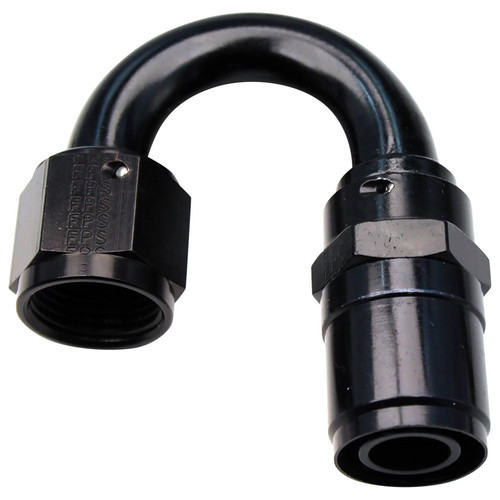 Fitting - Hose End - Crimp-On - 180 Degree - 12 AN Hose Crimp to 12 AN Female - Aluminum - Black Anodized - Each