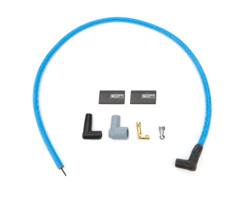 Coil Wire - 10 mm - Sleeved - 36 in Long - 90 Degree Boots - HEI / Socket Style - Blue - Kit
