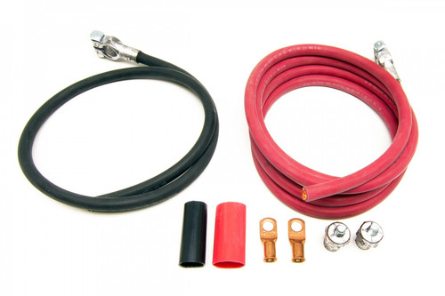 Battery Cable Kit - 1 Gauge - Top Mount Battery Terminals - Terminals / Heat Shrink Included - Copper - 8 ft Red / 3 ft Black - Kit